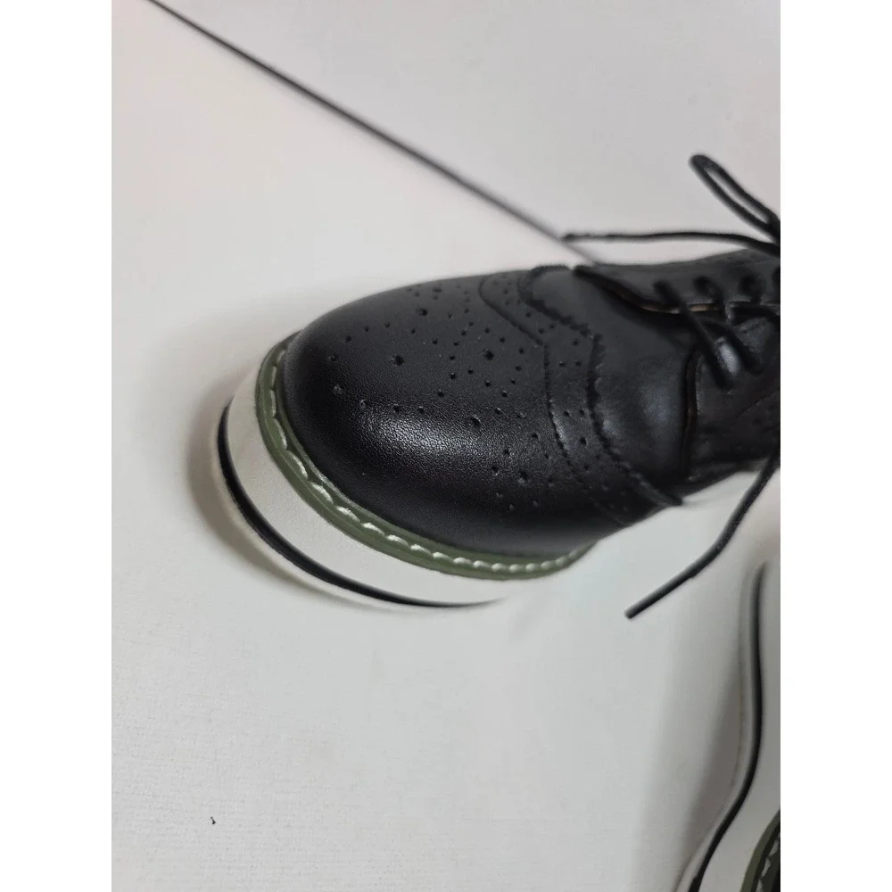 Black Wingtip Platform Oxford Brogue‎ Shoes Dadawen Chunky White Sole EU 39 US 8